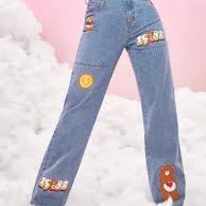 Care Bears Cartoon & Letter Graphic Straight Jeans SIZE MEDIUM